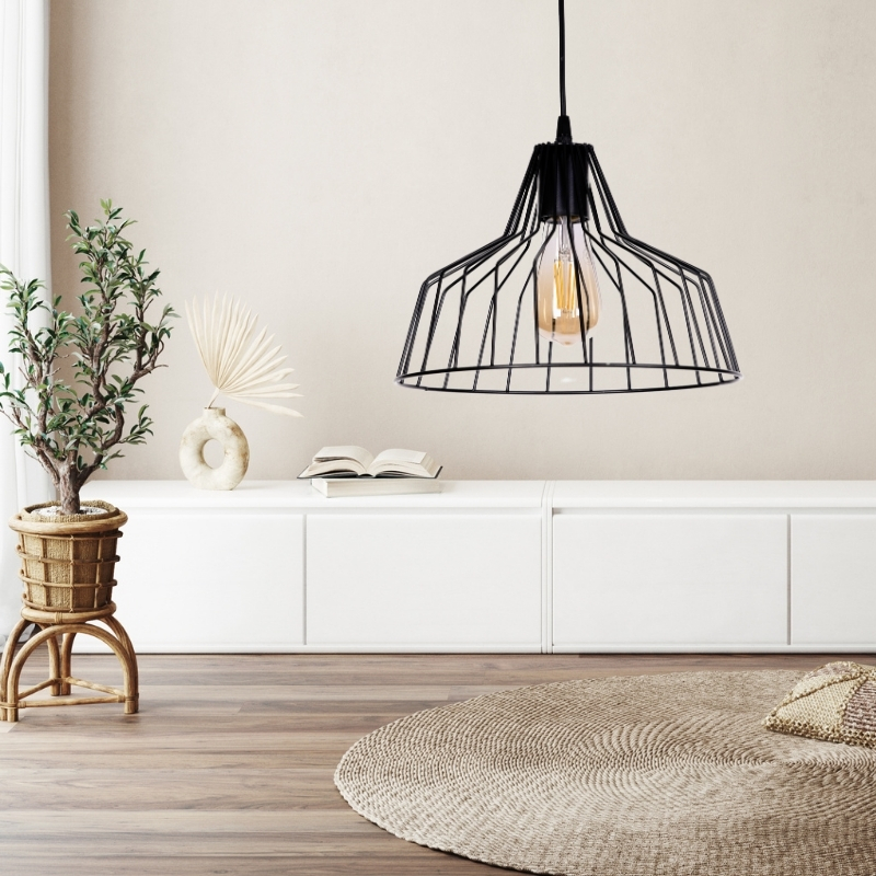 Φωτιστικό οροφής Art Maison Daiki E27 μεταλλικό μονόφωτο χρώμα μαύρο Ø30x75εκ.