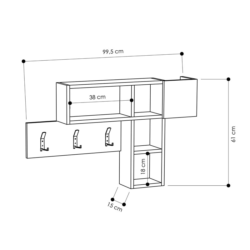 ΚΡΕΜΑΣΤΡΑ ΤΟΙΧΟΥ ART MAISON GOLETA - LIGHT WALNUT (99,5x15x61εκ.)