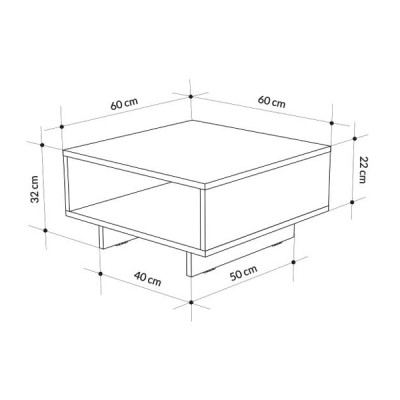Τραπεζάκι σαλονιού Art Maison Διάπορος - Charcoal (60x60x32εκ.)