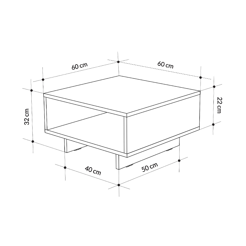 Τραπεζάκι σαλονιού Art Maison Διάπορος - Charcoal (60x60x32εκ.)