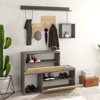 Έπιπλο εισόδου Art Maison Αγκίστρι - Natural Charcoal (120x36,5x87,5εκ.)