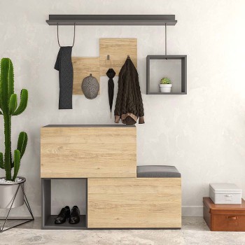 Έπιπλο εισόδου Art Maison Αγκίστρι - Natural Charcoal (120x36,5x87,5εκ.)