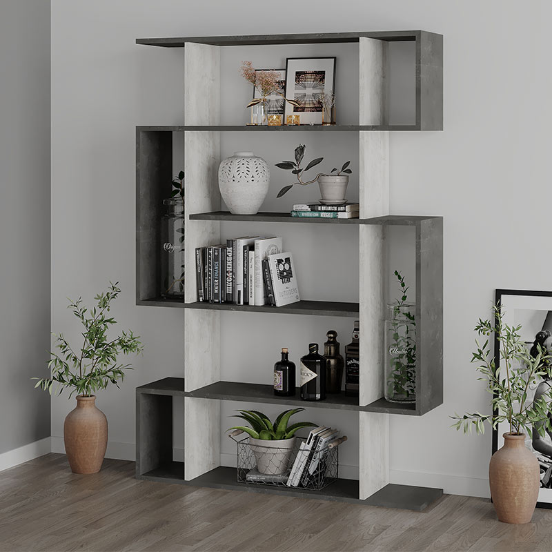 Βιβλιοθήκη Art Maison ΣΤΙΒΗ - Gray (108x25x161εκ.) Βιβλιοθήκη Art Maison ΣΤΙΒΗ - Gray (108x25x161εκ.)