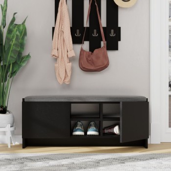 Παπουτσοθήκη Art Maison ΛΙΝΔΟΣ  από μελαμίνη χρώμα μαύρο 110x37x43εκ.