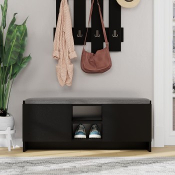 Παπουτσοθήκη Art Maison ΛΙΝΔΟΣ  από μελαμίνη χρώμα μαύρο 110x37x43εκ.