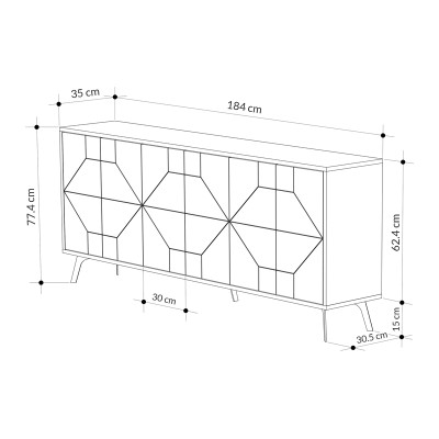 Μπουφές Art Maison Πρασονήσι - Charcoal (184x35x77,4εκ.)