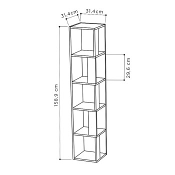 Βιβλιοθήκη Art Maison Ίος - Grey (31,4x31,4x158,9εκ.)