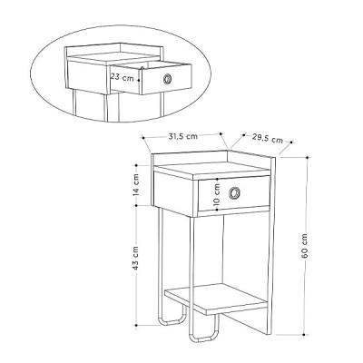 Κομοδίνο Art Maison Αντίψαρα - Natural (32x30x61εκ.)