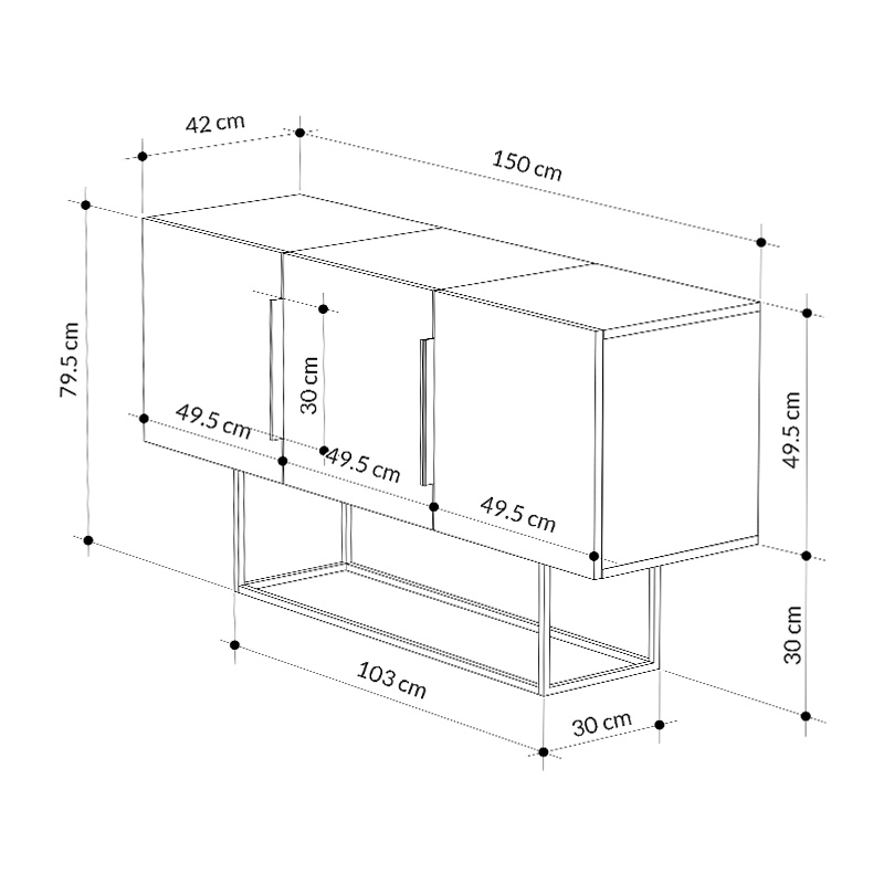 Μπουφές Art Maison Μοσχονάς - White Black (150x42x79,5εκ.) Μπουφές Art Maison Μοσχονάς - White Black (150x42x79,5εκ.)