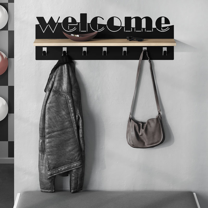 Κρεμάστρα τοίχου Art Maison Μεσόγειος - Black Natural (86x15,2x29εκ.)