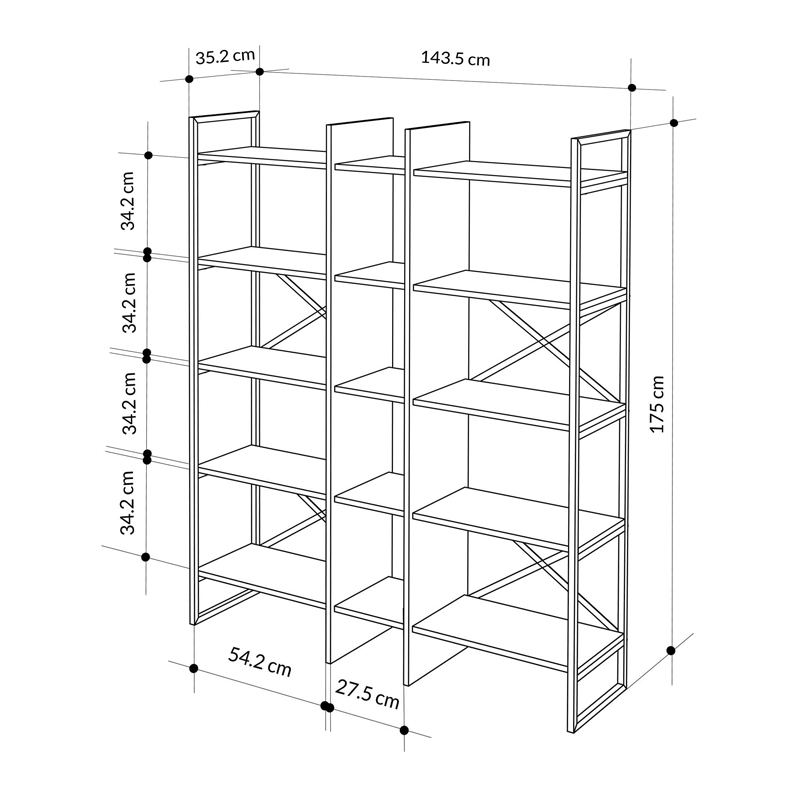 ΒΙΒΛΙΟΘΗΚΗ ART MAISON MARINGA - NATURAL BLACK (143,5x35,2x175εκ.)