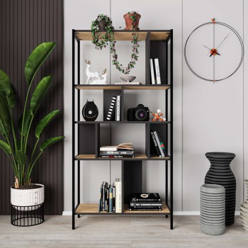 ΒΙΒΛΙΟΘΗΚΗ ART MAISON MARING - NATURAL BLACK (88x35x175εκ.) ΒΙΒΛΙΟΘΗΚΗ ART MAISON MARING - NATURAL BLACK (88x35x175εκ.)