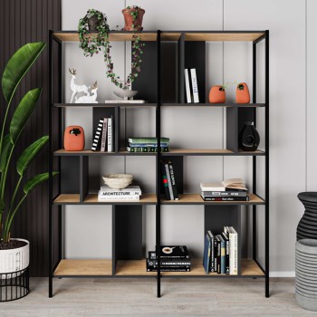 ΒΙΒΛΙΟΘΗΚΗ ART MAISON OLINDA - NATURAL BLACK (144x35x175εκ.)