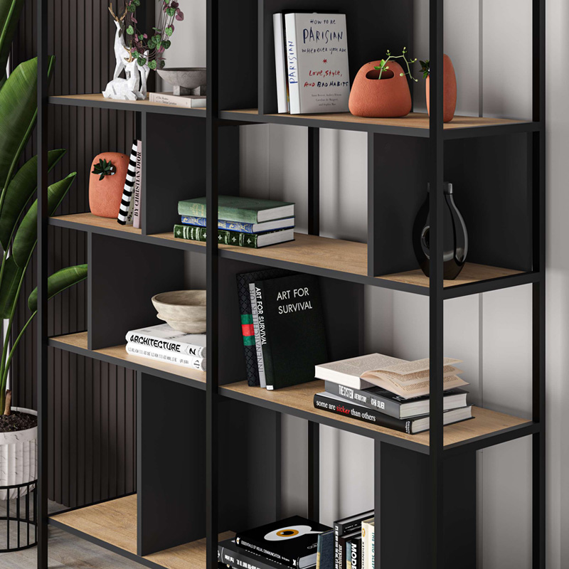 ΒΙΒΛΙΟΘΗΚΗ ART MAISON OLINDA - NATURAL BLACK (144x35x175εκ.)