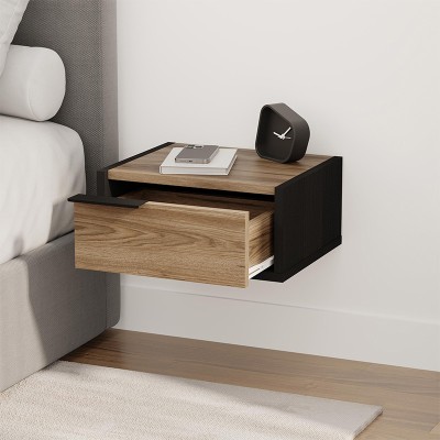 Κομοδίνο επιτοίχιο Art Maison Cornelia χρώμα black wood - καρυδί 40x33x18,5εκ.