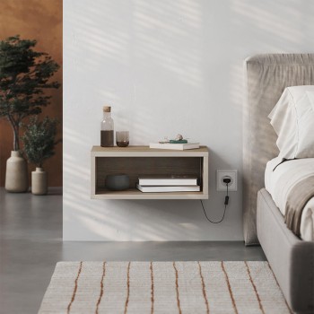 Κομοδίνο επιτοίχιο Art Maison Conis με LED χρώμα καρυδί - sandstone 45x30x18εκ.