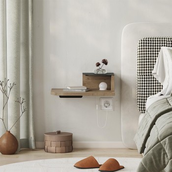 Κομοδίνο επιτοίχιο Art Maison Couran με LED χρώμα sepet oak 40x30x16,2εκ.