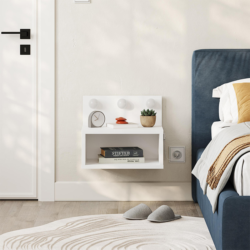 Κομοδίνο επιτοίχιο Art Maison Corgi με LED χρώμα λευκό 40x30x33,8εκ.