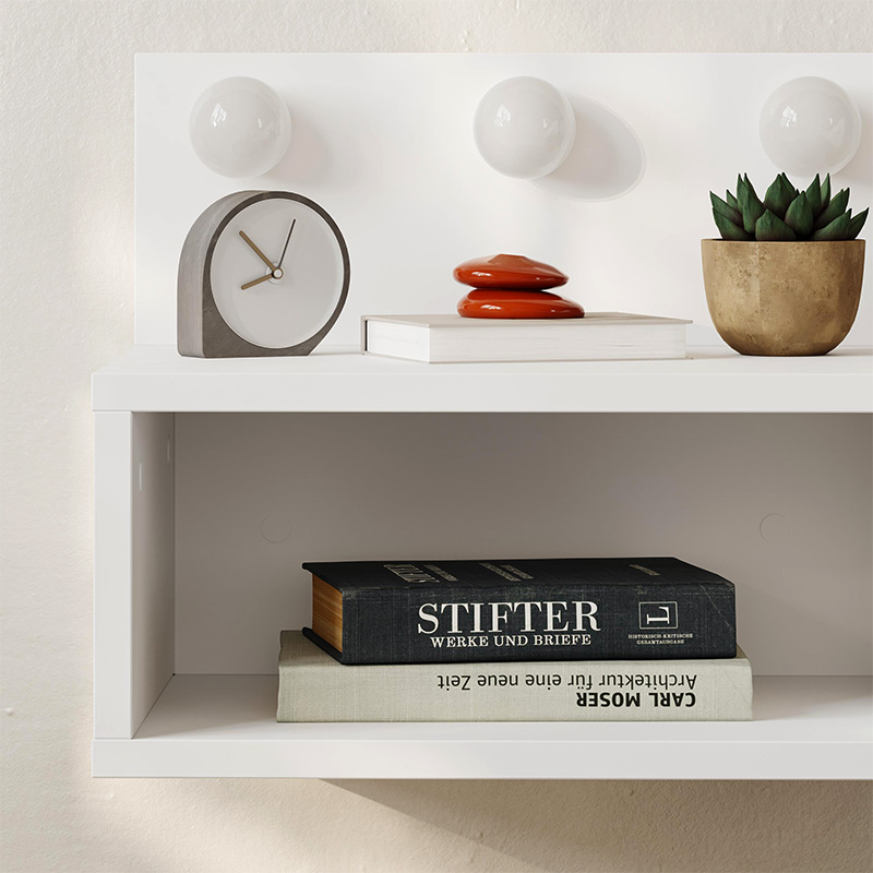 Κομοδίνο επιτοίχιο Art Maison Corgi με LED χρώμα λευκό 40x30x33,8εκ.