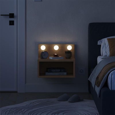 Κομοδίνο επιτοίχιο Art Maison Corgi με LED χρώμα sapphire oak 40x30x33,8εκ.