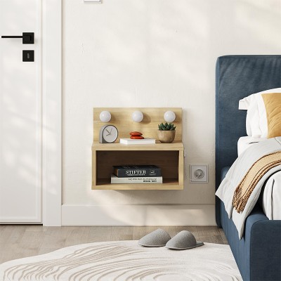 Κομοδίνο επιτοίχιο Art Maison Corgi με LED χρώμα sapphire oak 40x30x33,8εκ.