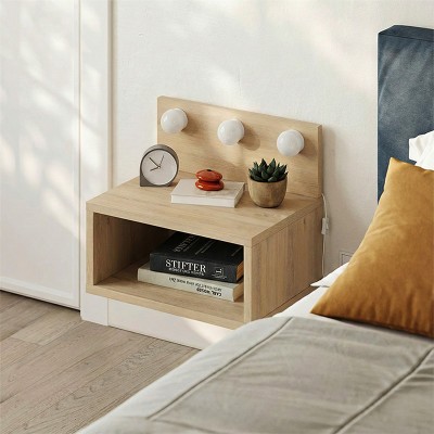 Κομοδίνο επιτοίχιο Art Maison Corgi με LED χρώμα sapphire oak 40x30x33,8εκ.