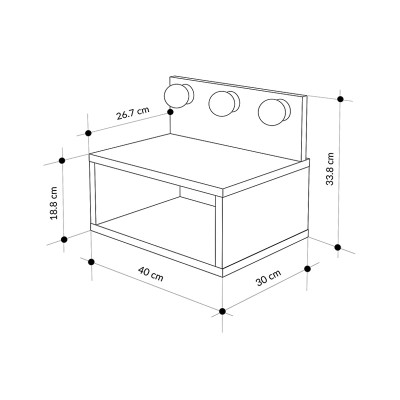 Κομοδίνο επιτοίχιο Art Maison Corgi με LED χρώμα sapphire oak 40x30x33,8εκ.