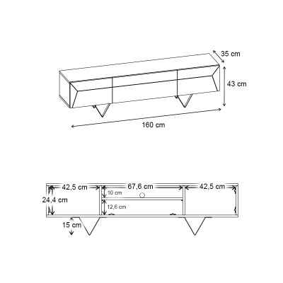 Έπιπλο τηλεόρασης Art Maison Cyrano χρώμα sapphire oak 160x35x43εκ.