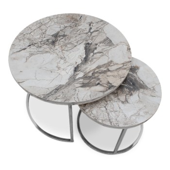 Τραπεζάκια σαλονιού Art Maison ΑΡΜΑΘΙΑ - Beige Marble (65x65x44εκ.)