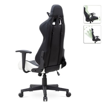 Καρέκλα γραφείου Gaming Art Maison Groudon από τεχνόδερμα χρώμα λευκό - μαύρο 67x70x125/135 εκ.