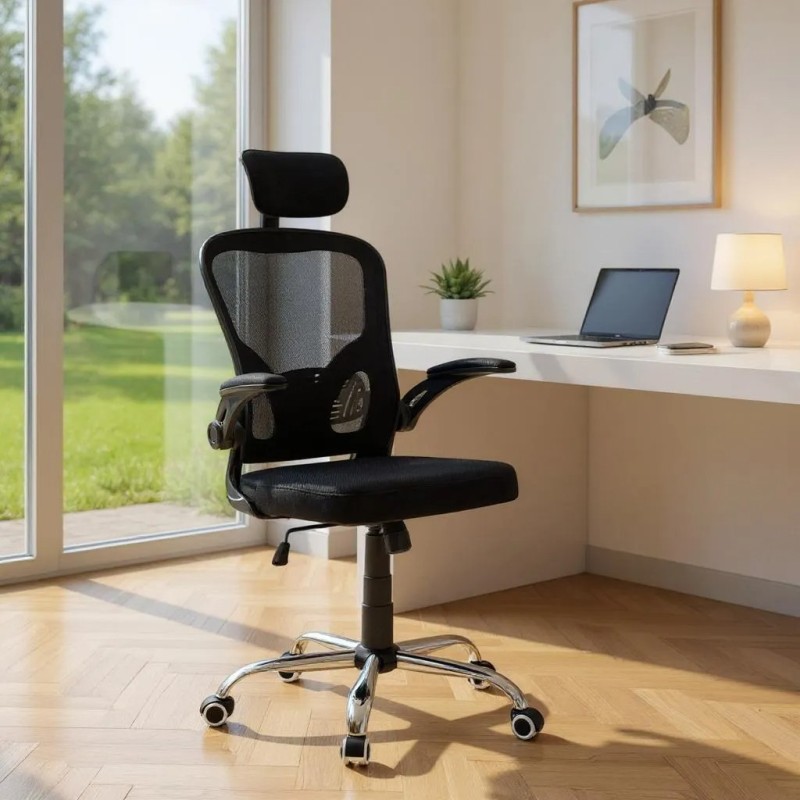 Καρέκλα γραφείου διευθυντική Art Maison Cobra με ύφασμα Mesh χρώμα μαύρο 68x65x119/129εκ.