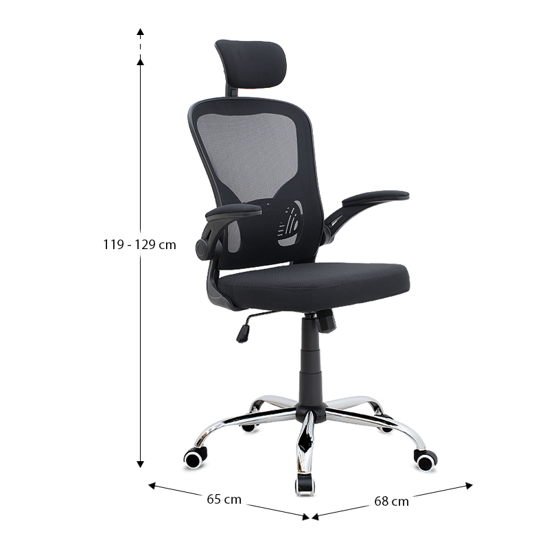 Καρέκλα γραφείου διευθυντική Art Maison Cobra με ύφασμα Mesh χρώμα μαύρο 68x65x119/129εκ.