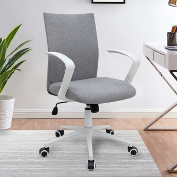 Καρέκλα γραφείου Art Maison Kaede υφασμάτινη χρώμα γκρι - λευκό 64x63x89/96εκ.