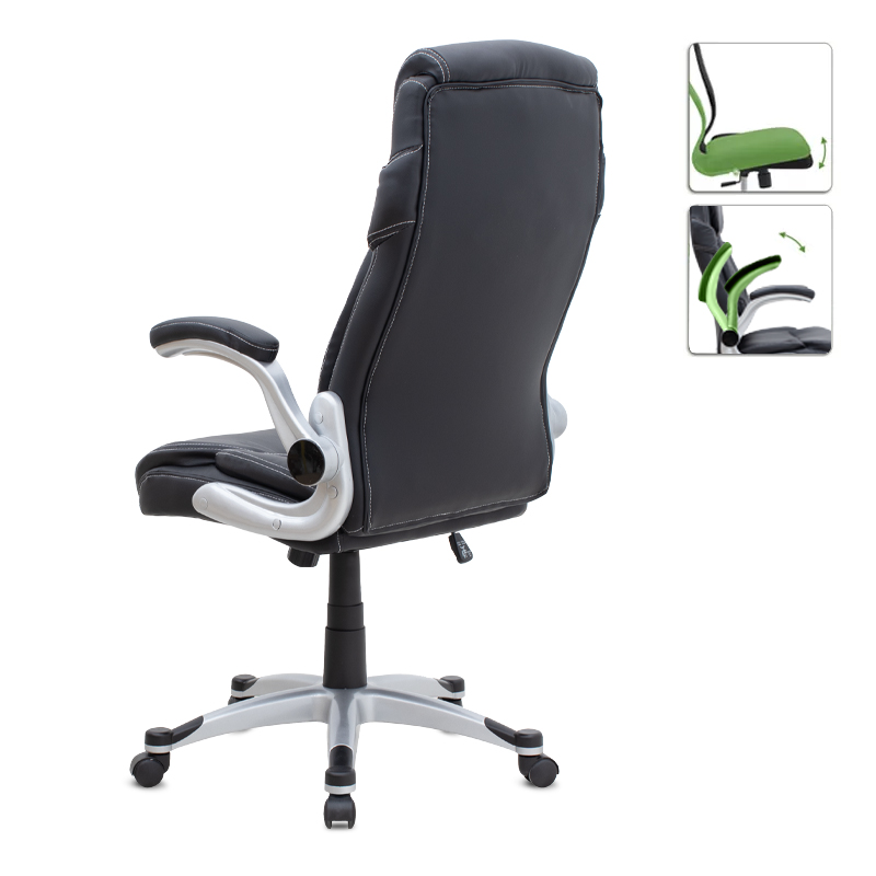 Καρέκλα γραφείου διευθυντική Art Maison Chieko από τεχνόδερμα χρώμα μαύρο 69x65x116/126εκ.