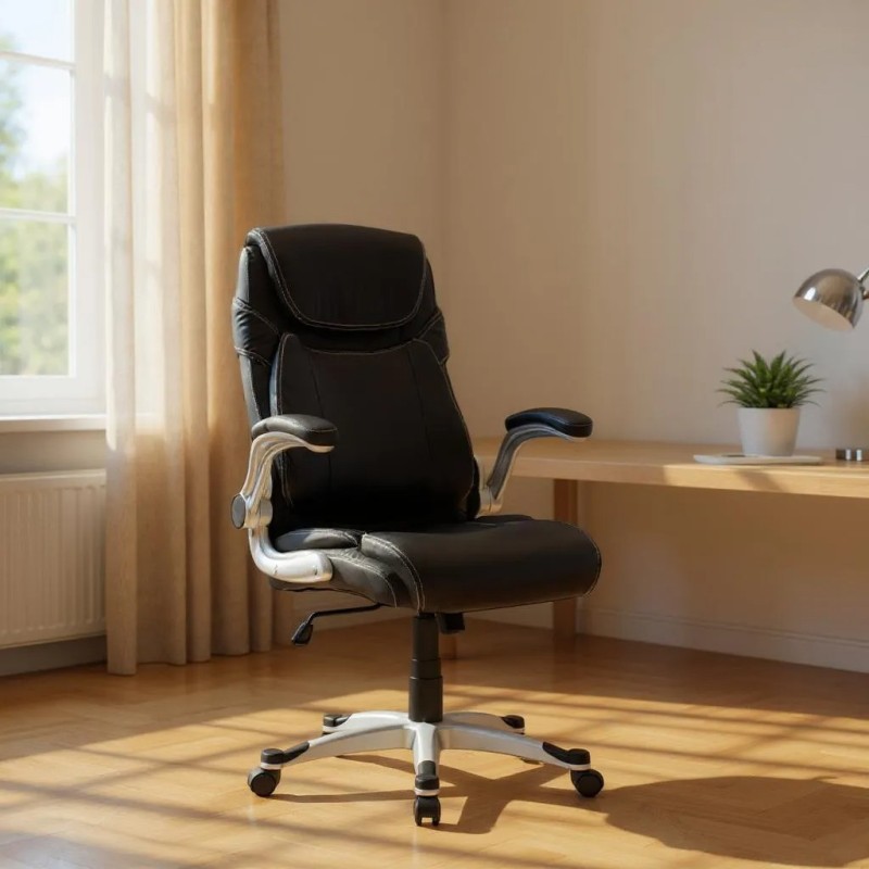 Καρέκλα γραφείου διευθυντική Art Maison Chieko από τεχνόδερμα χρώμα μαύρο 69x65x116/126εκ.