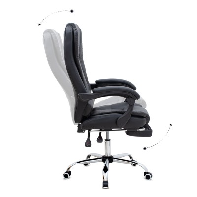 Καρέκλα γραφείου διευθυντική Art Maison Eiko με υποπόδιο από τεχνόδερμα χρώμα μαύρο 65x65x117/127εκ.