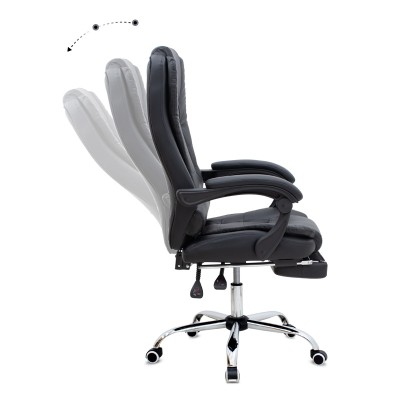 Καρέκλα γραφείου διευθυντική Art Maison Eiko με υποπόδιο από τεχνόδερμα χρώμα μαύρο 65x65x117/127εκ.