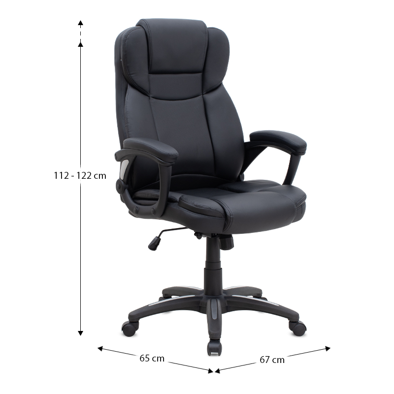 Καρέκλα γραφείου διευθυντική Art Maison Izumi από τεχνόδερμα χρώμα μαύρο 67x65x112/122εκ.