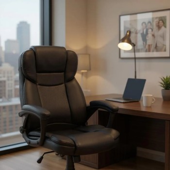 Καρέκλα γραφείου διευθυντική Art Maison Izumi από τεχνόδερμα χρώμα μαύρο 67x65x112/122εκ.