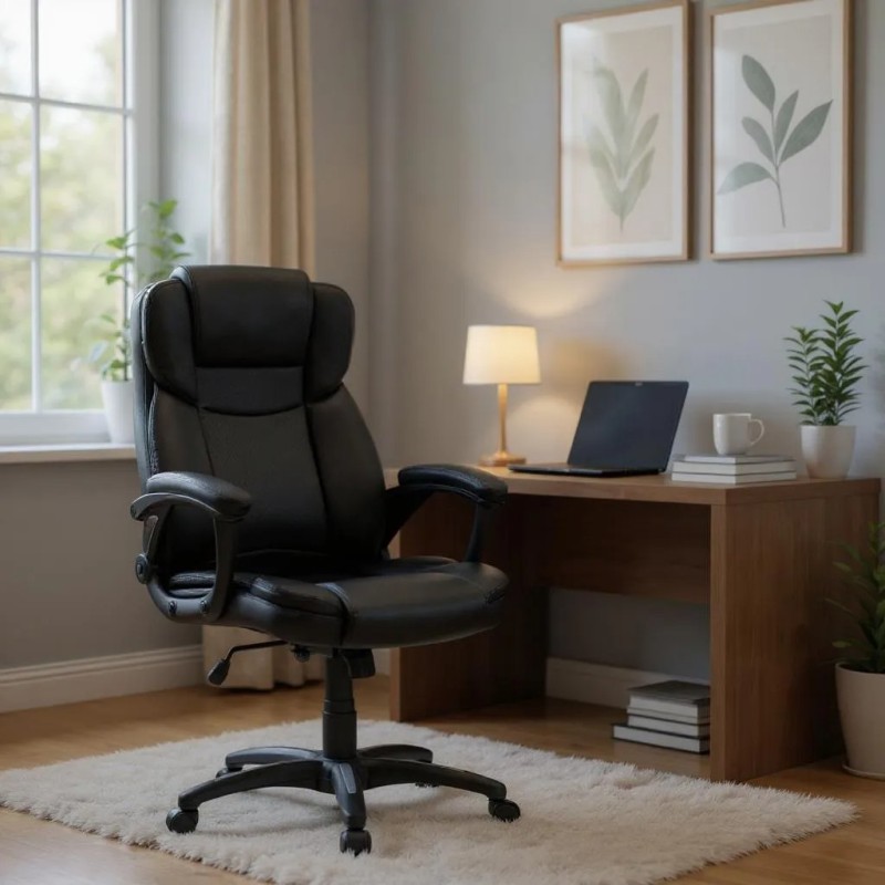 Καρέκλα γραφείου διευθυντική Art Maison Izumi από τεχνόδερμα χρώμα μαύρο 67x65x112/122εκ.