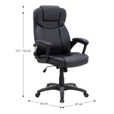 Καρέκλα γραφείου διευθυντική Art Maison Izumi από τεχνόδερμα χρώμα μαύρο 67x65x112/122εκ.
