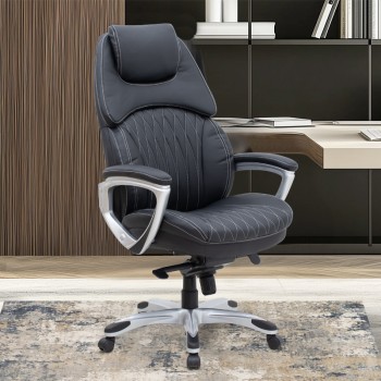 Καρέκλα γραφείου διευθυντική Art Maison Keiko από τεχνόδερμα χρώμα μαύρο 72x70x120/125εκ.