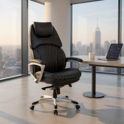 Καρέκλα γραφείου διευθυντική Art Maison Keiko από τεχνόδερμα χρώμα μαύρο 72x70x120/125εκ.