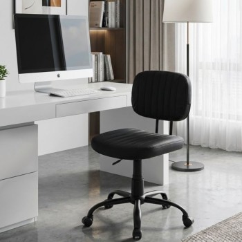 Καρέκλα γραφείου Art Maison Comil από τεχνόδερμα χρώμα μαύρο 46x53x79/86εκ.