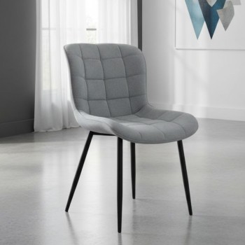 Καρέκλα τραπεζαρίας Art Maison Columbus γκρι ύφασμα - μεταλλικό μαύρο πόδι 48x58x81εκ.