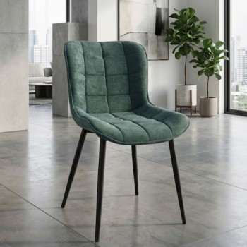 Καρέκλα τραπεζαρίας Art Maison Columbus πράσινο ύφασμα - μεταλλικό μαύρο πόδι 48x58x81εκ.