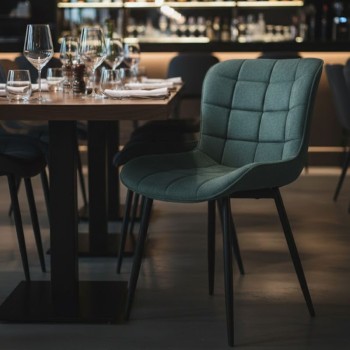 Καρέκλα τραπεζαρίας Art Maison Columbus πράσινο ύφασμα - μεταλλικό μαύρο πόδι 48x58x81εκ.