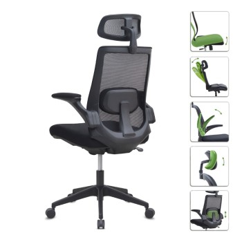 Καρέκλα γραφείου διευθυντική Art Maison Joshu με ύφασμα Mesh χρώμα μαύρο 63,5x62x117/127εκ.