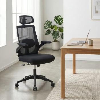 Καρέκλα γραφείου διευθυντική Art Maison Joshu με ύφασμα Mesh χρώμα μαύρο 63,5x62x117/127εκ.