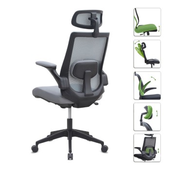 Καρέκλα γραφείου διευθυντική Art Maison Jozu με ύφασμα Mesh χρώμα γκρι 63,5x62x117/127εκ.